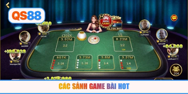 Các sảnh game bài hot