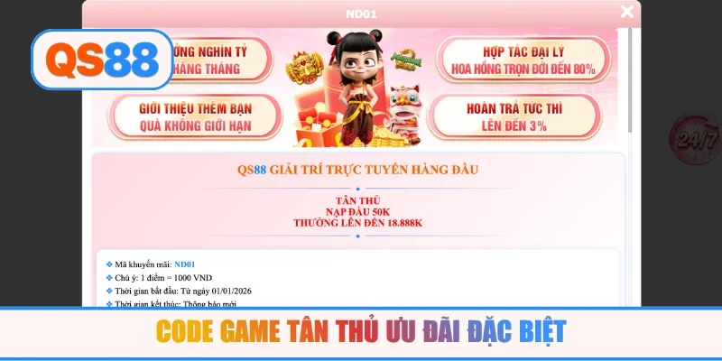 Code game tân thủ ưu đãi đặc biệt