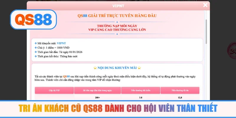 Tri ân khách cũ QS88 dành cho hội viên thân thiết
